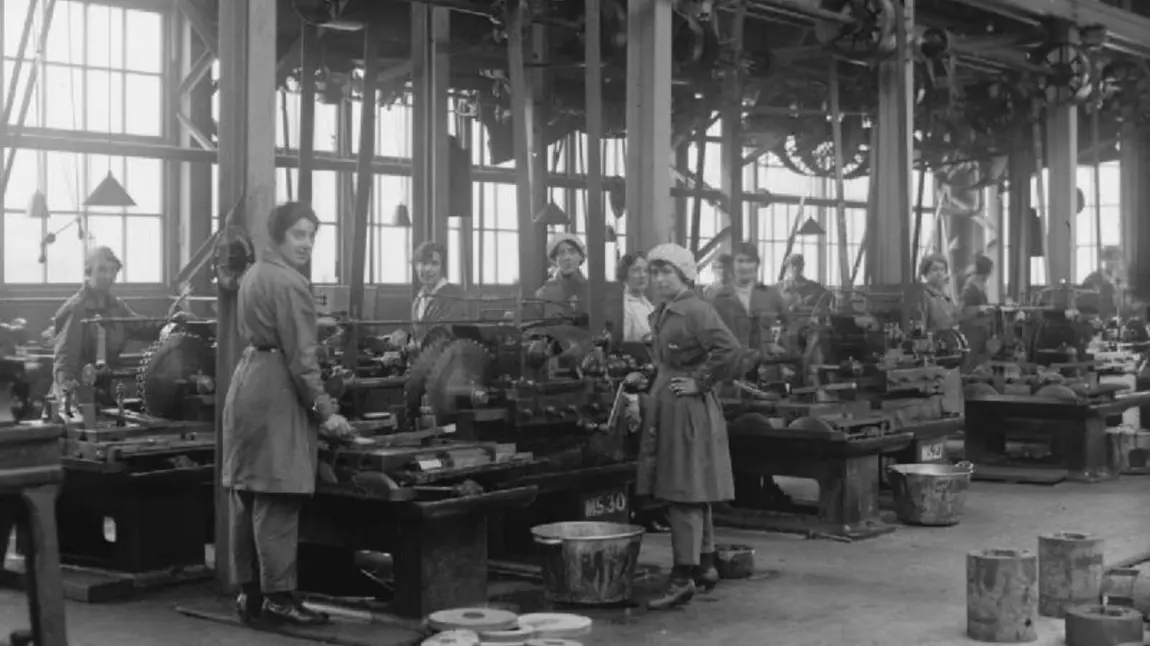 Women working in a factory in Small Heath, Birmingham