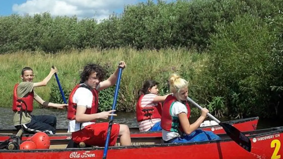 Young people kayaking