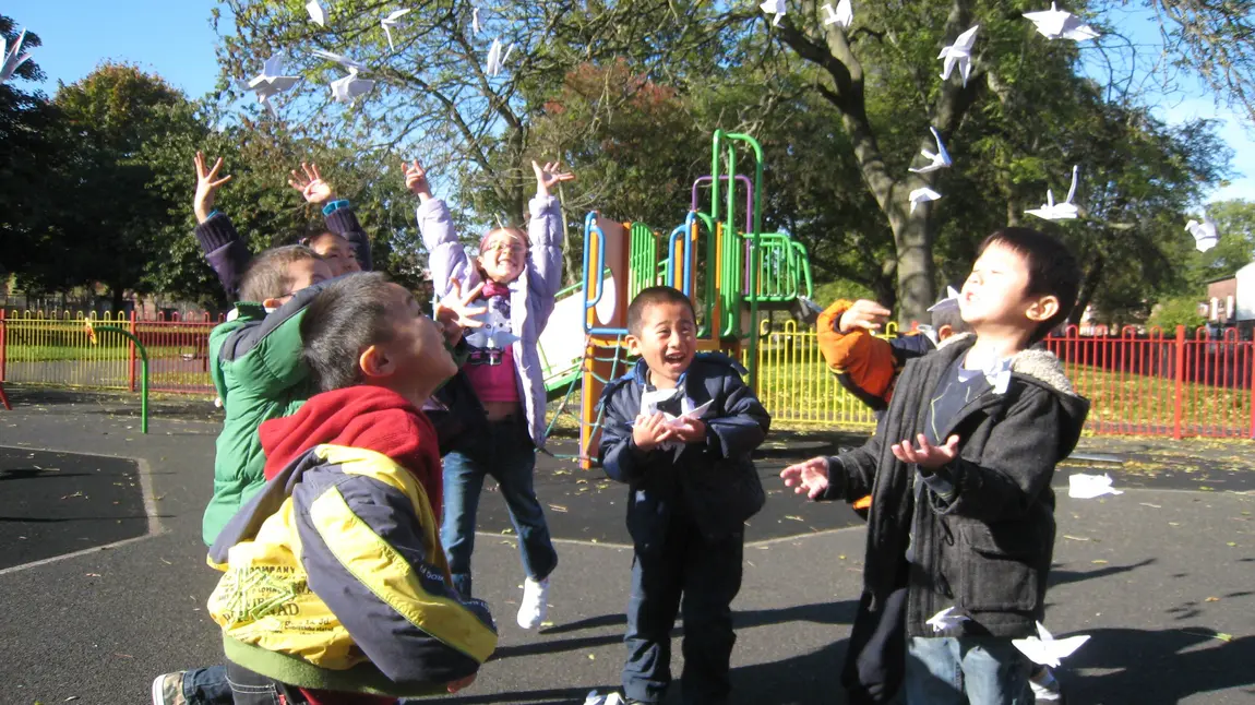 Children playing in a Manchester park