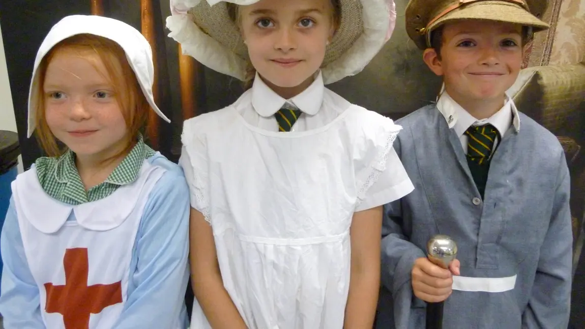 Children in First World War costumes at The Museum of Somerset