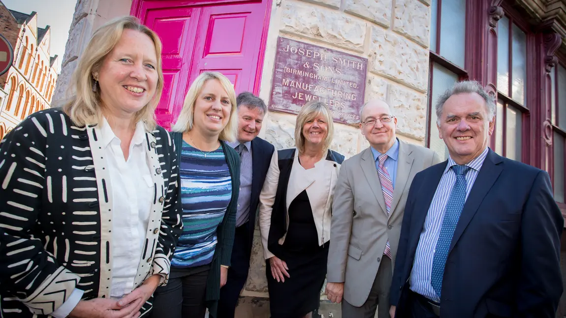 Sir Albert Bore (far right) with the project team in the Jewellery Quarter
