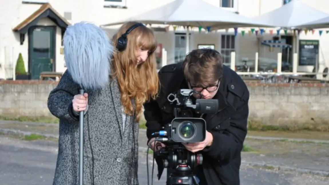 Students filming a First World War short film Students filming a First World War short film