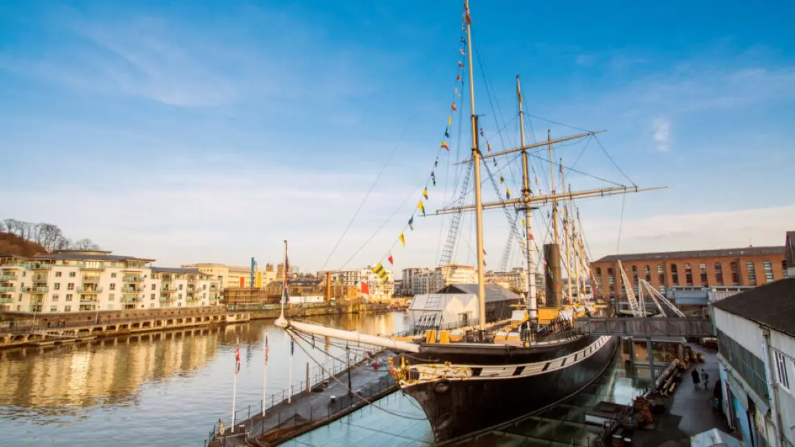 A ship, the SS Great Britain, in a dock