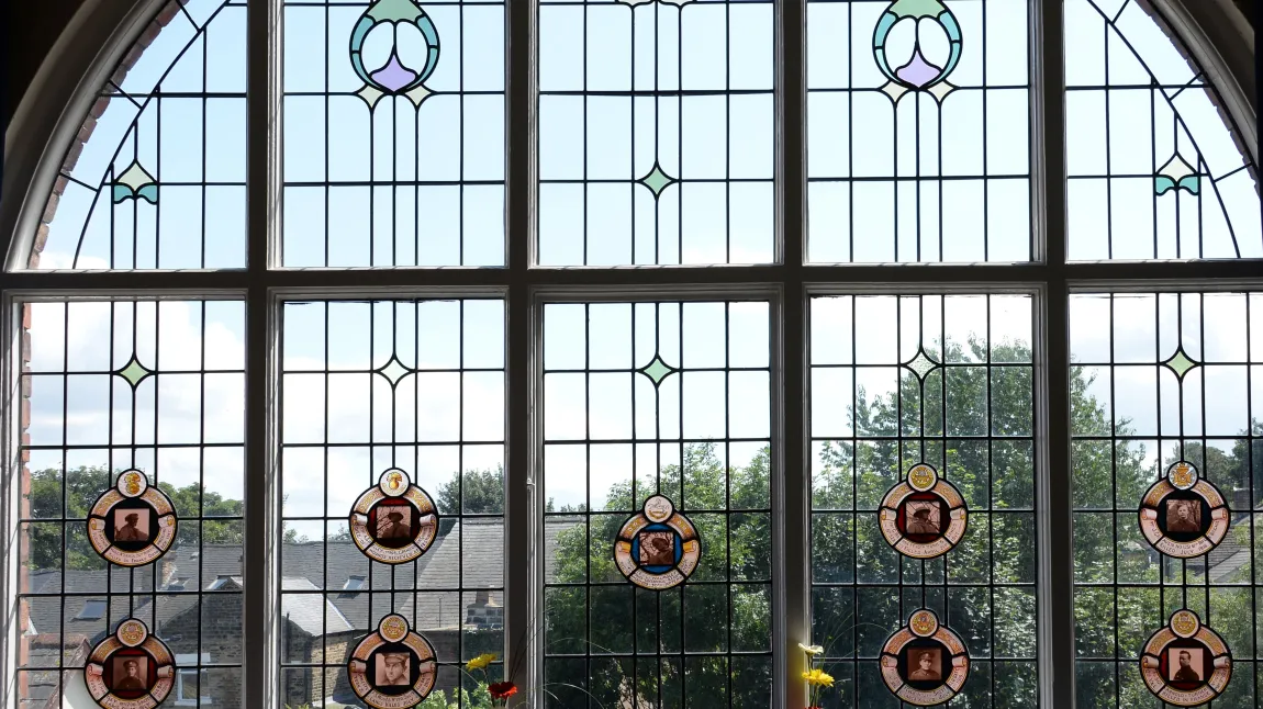 A memorial window at the Walkley Community Centre