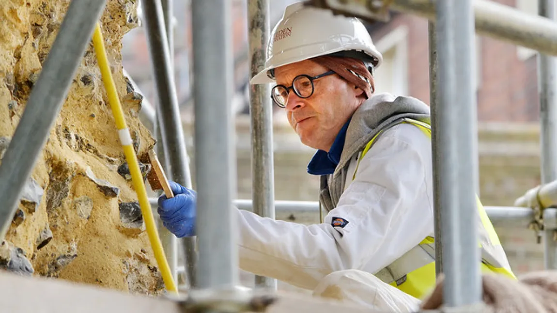 Reading Abbey walls being conserved