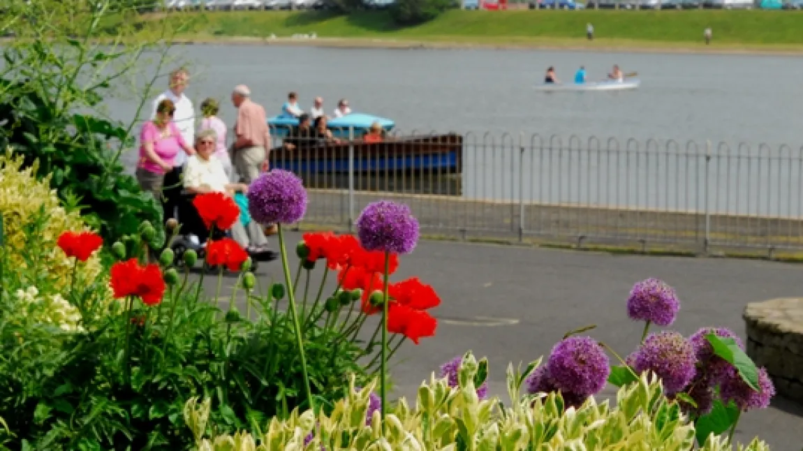 Beautiful flowerbeds in Fairhaven Lake and Gardens in Lancashire