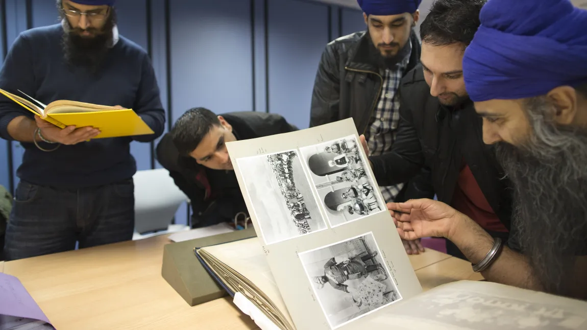 Participants in the Empire, Faith and War project on a research visit to the National Army Museum