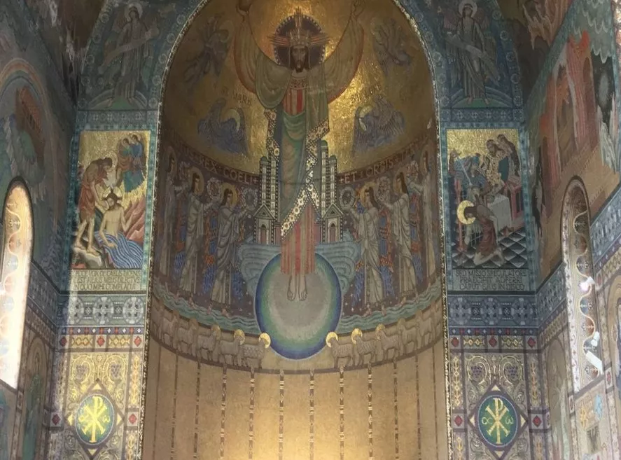 A beautiful Mosaic on a domed wall of a church 